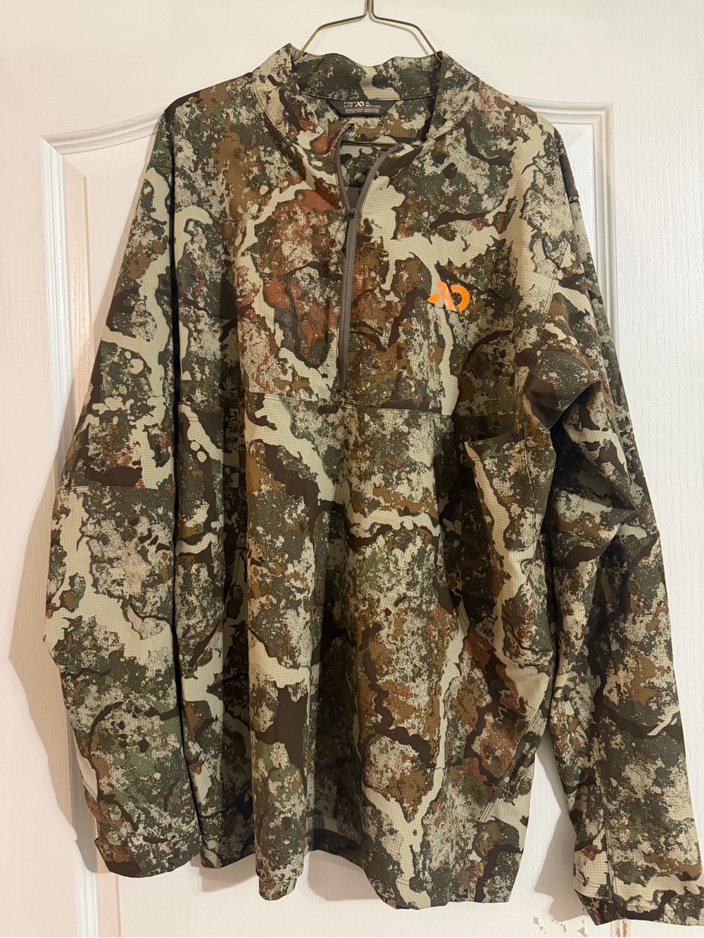 First Lite Trace Camo Half-Zip Pullover in Green, Brown & Tan